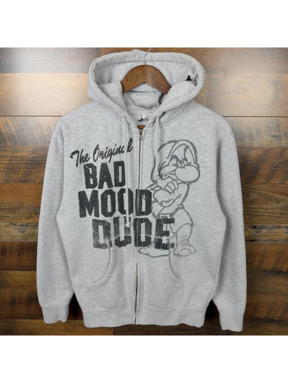 Walt Disney World Grumpy Bad Mood Dude Gray Zip Up Hoodie Small